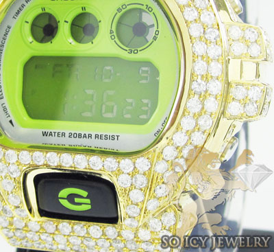Mens 10k yellow gold g-shock diamond watch 7.00ct