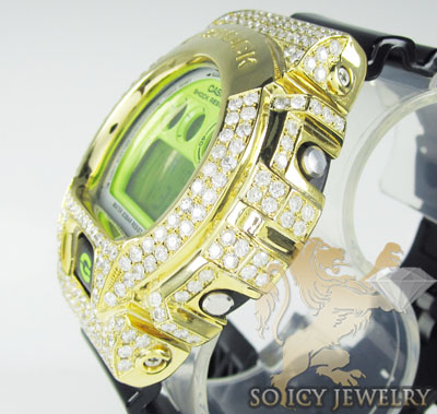 Mens 10k yellow gold g-shock diamond watch 7.00ct