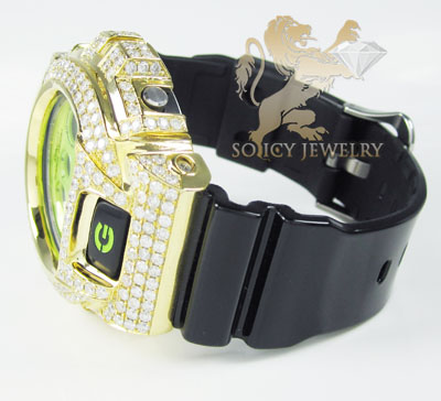 Mens 10k yellow gold g-shock diamond watch 7.00ct
