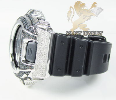 Mens diamond blue & white g-shock watch 4.00ct