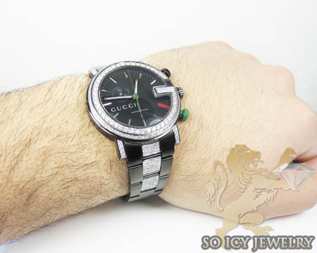 Diamond gucci g watch black stainless steel  4.40 ct
