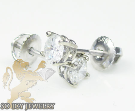 Unisex 14k white gold round diamond studs 0.67ct
