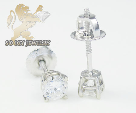 Unisex 14k white gold round diamond studs 0.67ct
