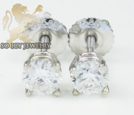 Unisex 14k white gold round diamond studs 0.67ct - Image 4