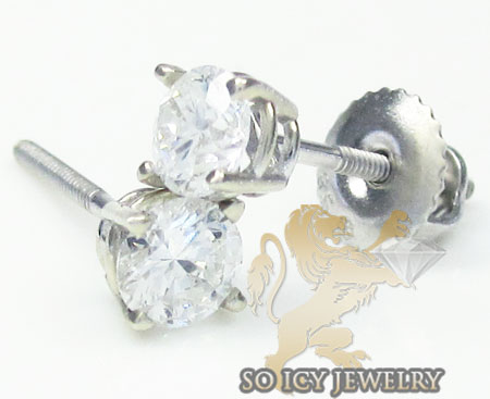 Unisex 14k white gold round diamond studs 0.67ct
