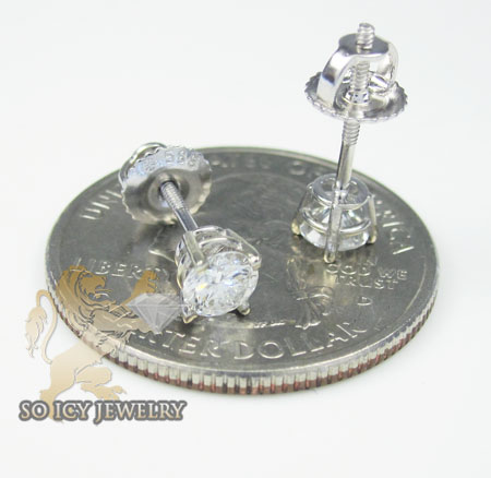 Unisex 14k white gold round diamond studs 0.67ct - Image 6