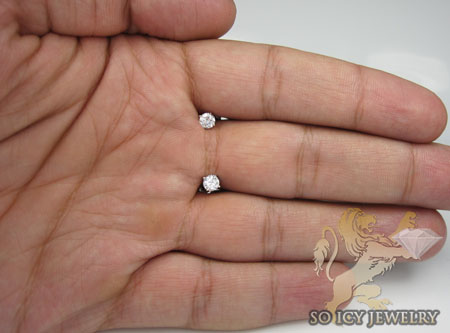 Unisex 14k white gold round diamond studs 0.67ct - Image 7