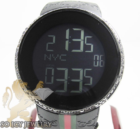 Mens black diamond igucci digital watch 2.00ct