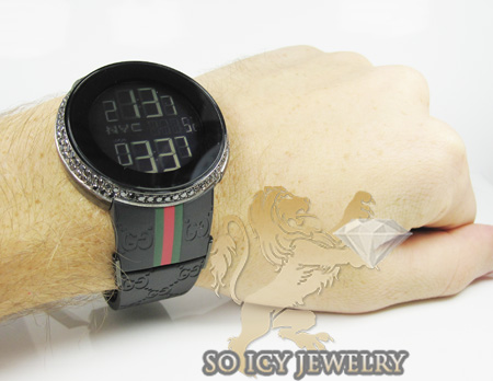 Mens black diamond igucci digital watch 2.00ct