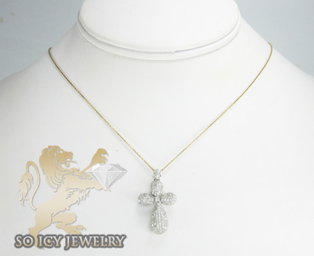 Ladies 18k white gold diamond pave cluster cross 1.07ct - Image 5