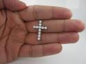 Ladies 18k white gold 11 stone diamond bezel cross 0.90ct