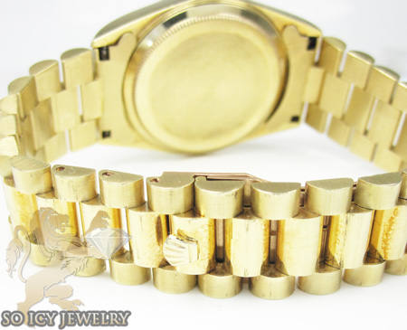 Mens 14k yellow gold geneve automatic watch