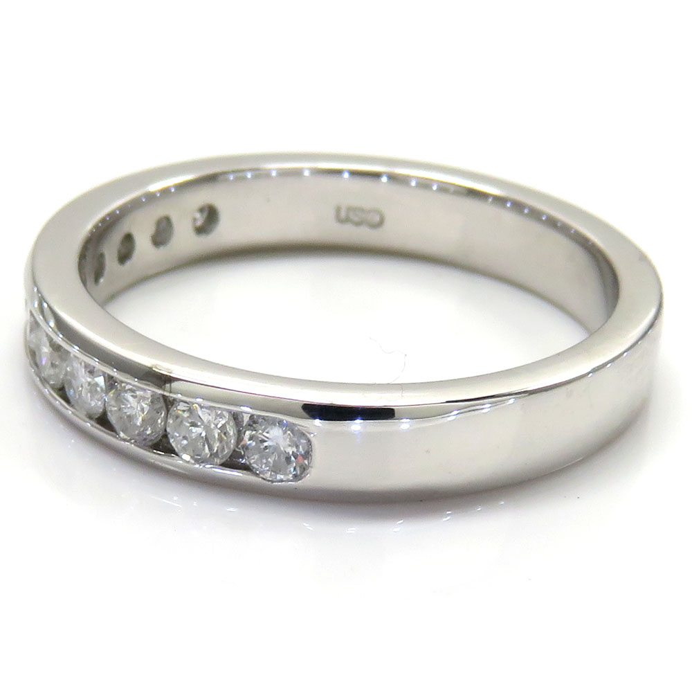 Mens 14k white gold round diamond band ring 1.00ct