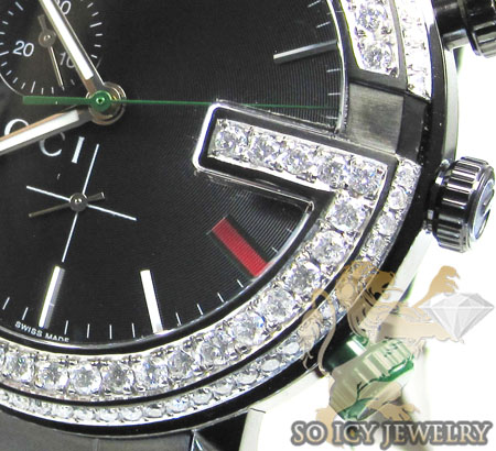 Diamond gucci g watch black stainless steel 3.75 ct