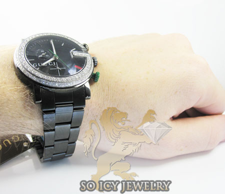 Diamond gucci g watch black stainless steel 3.75 ct