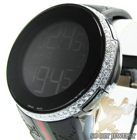 White diamond igucci digital watch 2.60ct 