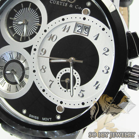 Curtis & co black stainless steel mens watch 4 time zone
