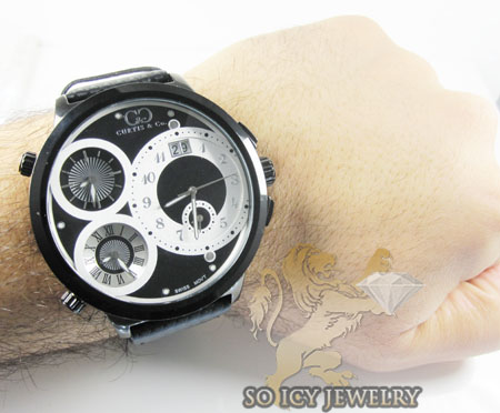 Curtis & co black stainless steel mens watch 4 time zone