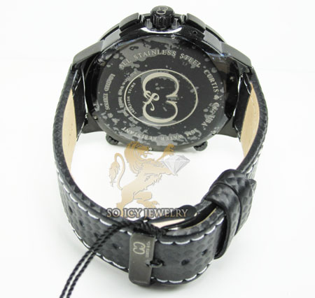 Curtis & co black stainless steel mens watch 3 time zone