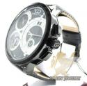 Curtis & co black stainless steel mens watch 3 time zone