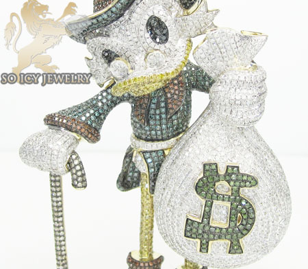 Scrooge mcduck diamond 10k yellow gold pendant 16.50ct