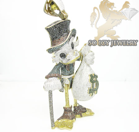 Scrooge mcduck diamond 10k yellow gold pendant 16.50ct
