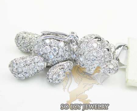 Teddy bear diamond 14k white gold pendant 1.90ct