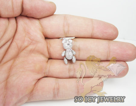 Teddy bear diamond 14k white gold pendant 1.90ct