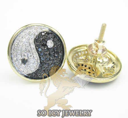 14k yellow gold diamond pave yin yang earrings 0.70ct - Image 2