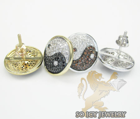 14k yellow gold diamond pave yin yang earrings 0.70ct - Image 3