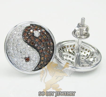 14k yellow gold diamond pave yin yang earrings 0.70ct