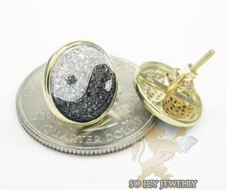 14k yellow gold diamond pave yin yang earrings 0.70ct