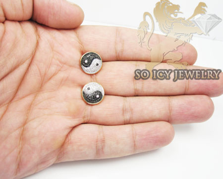 14k yellow gold diamond pave yin yang earrings 0.70ct - Image 7