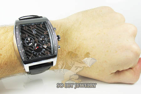 Techno com kc diamond black carbon fiber watch 0.15ct