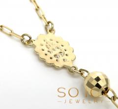Rosary necklace 14k tri color gold diamond cut beads 30 inches 5mm