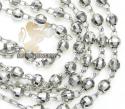 Rosary necklace 14k white gold diamond cut beads 29.50 inches 3.8 mm