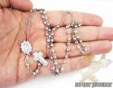 Rosary necklace 14k white gold diamond cut beads 29.50 inches 3.8 mm