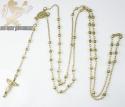 Rosary necklace 14k yellow gold diamond cut beads 29 inches 3mm