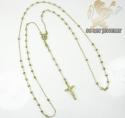 Rosary necklace 14k yellow gold diamond cut beads 29 inches 3mm