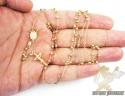 Rosary necklace 14k yellow gold diamond cut beads 29 inches 3mm