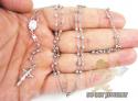 Rosary necklace 14k white gold diamond cut beads 29 inches 3mm