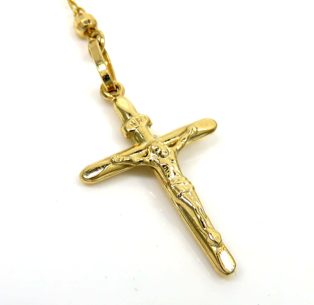 Rosary necklace 14k yellow gold diamond cut beads 20 inches 2.8mm - Image 4