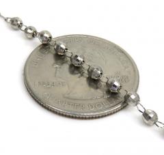 Rosary necklace 14k white gold diamond cut beads 26 inches 2.8mm