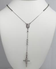 Rosary necklace 14k white gold diamond cut beads 26 inches 2.8mm