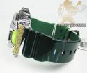 Mens silver g-shock diamond neon green watch 4.00ct