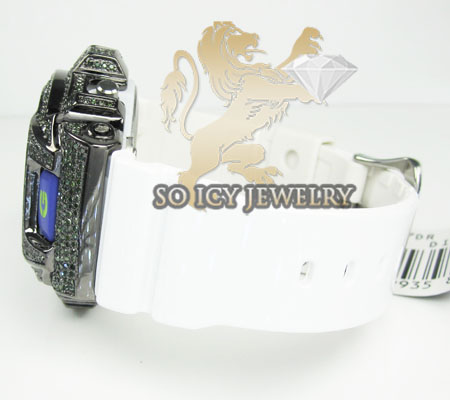 Mens black silver g-shock diamond light blue watch 4.00ct