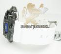 Mens black silver g-shock diamond light blue watch 4.00ct