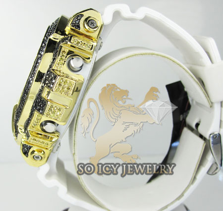 Mens yellow silver g-shock diamond light blue watch 4.00ct - Image 2