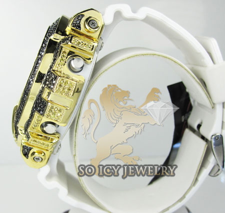 Mens yellow silver g-shock diamond light blue watch 4.00ct