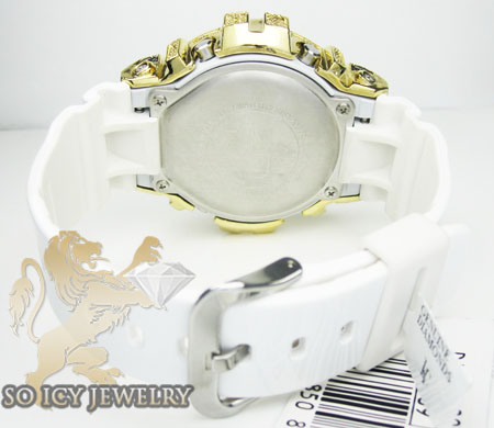 Mens yellow silver g-shock diamond light blue watch 4.00ct - Image 4